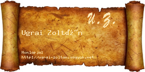 Ugrai Zoltán névjegykártya